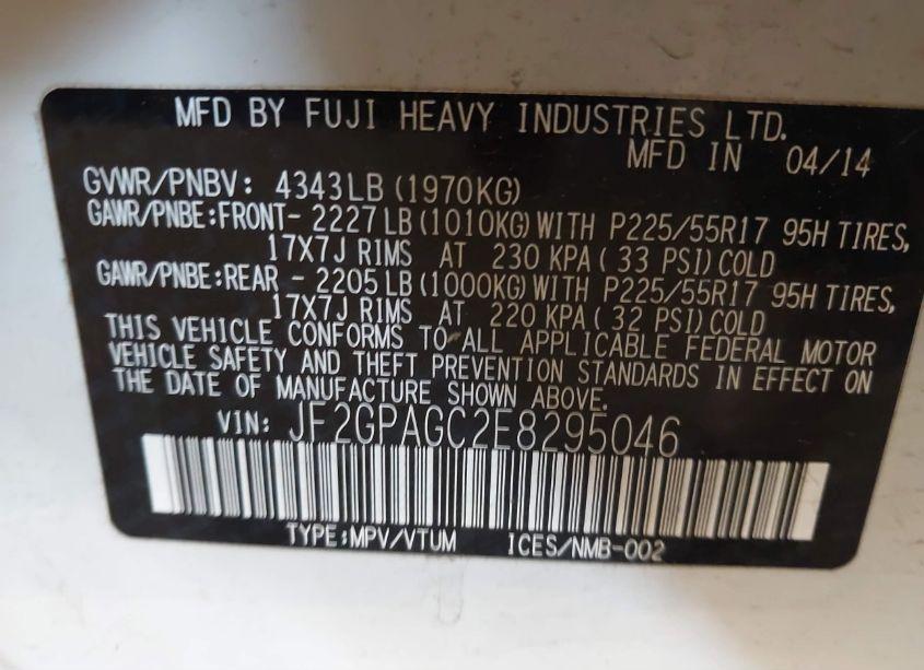 Photo 9 of 2014 Subaru Xv CROSSTREK 2.0I LIMITED (VIN JF2GPAGC2E8295046)