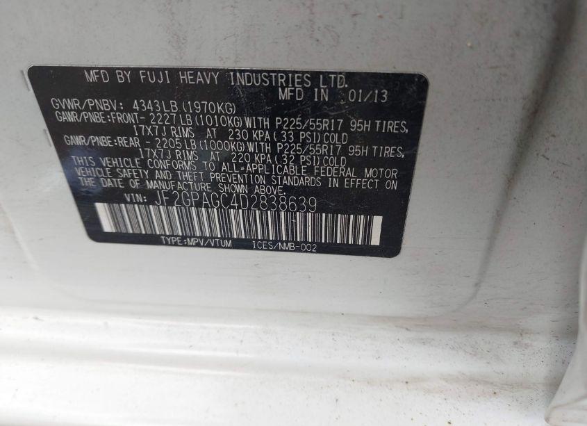 Photo 9 of 2013 Subaru Xv CROSSTREK 2.0I LIMITED (VIN JF2GPAGC4D2838639)