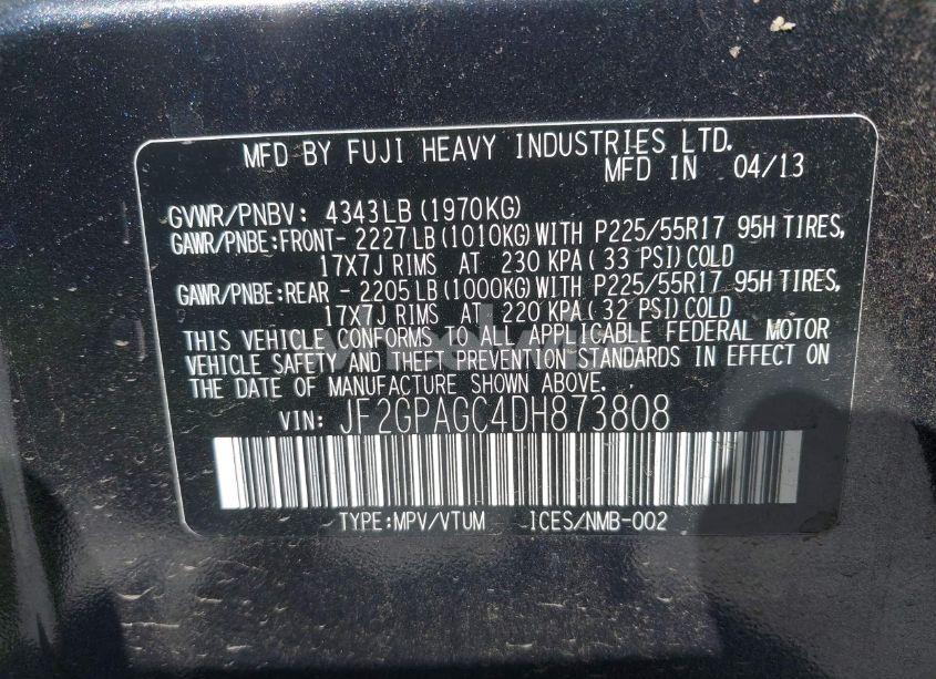 Photo 9 of 2013 Subaru Xv CROSSTREK 2.0I LIMITED (VIN JF2GPAGC4DH873808)