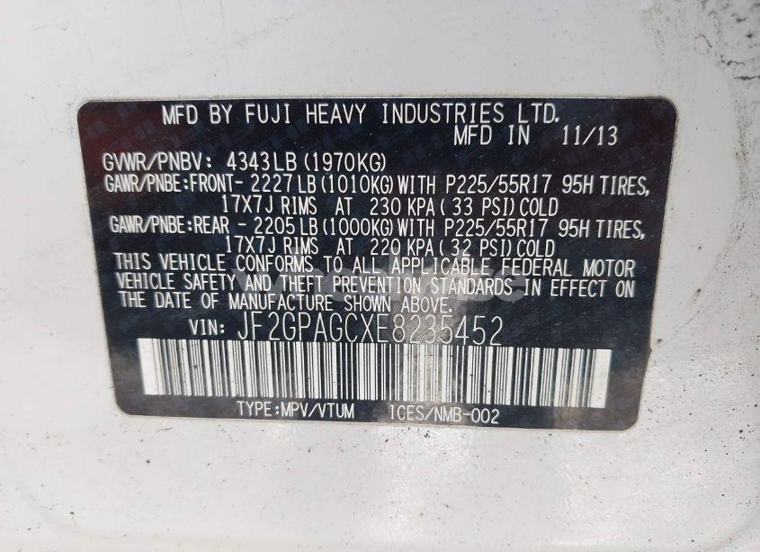 Photo 9 of 2014 Subaru Xv CROSSTREK 2.0I LIMITED (VIN JF2GPAGCXE8235452)