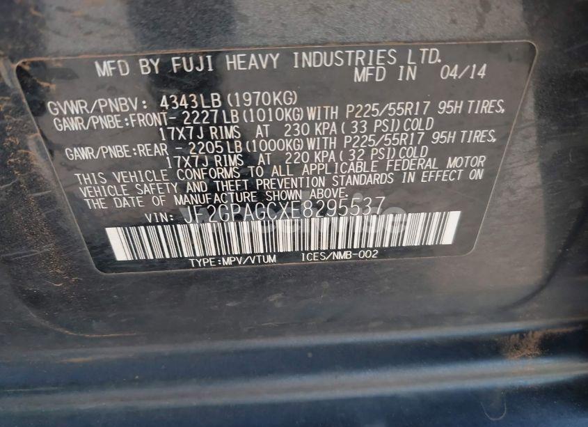 Photo 9 of 2014 Subaru Xv CROSSTREK 2.0I LIMITED (VIN JF2GPAGCXE8295537)