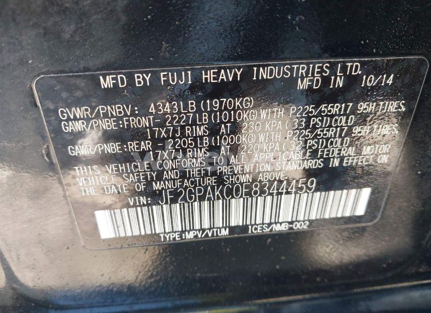 Photo 9 of 2014 Subaru Xv CROSSTREK 2.0I LIMITED (VIN JF2GPAKC0E8344459)