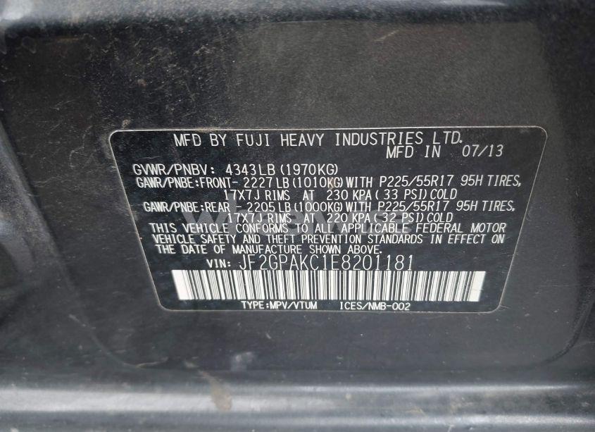 Photo 9 of 2014 Subaru Xv CROSSTREK 2.0I LIMITED (VIN JF2GPAKC1E8201181)