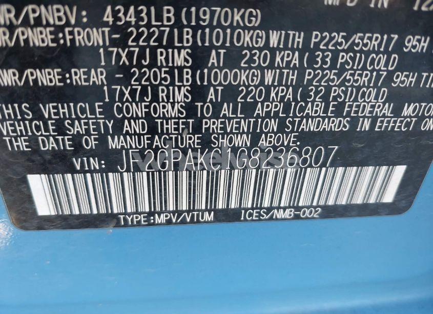 Photo 9 of 2016 Subaru Crosstrek 2.0I LIMITED (VIN JF2GPAKC1G8236807)