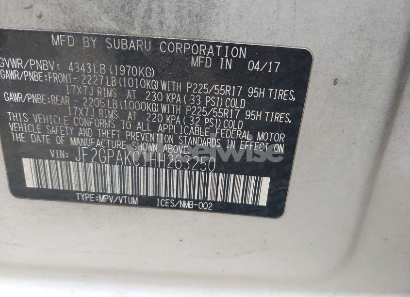 Photo 9 of 2017 Subaru Crosstrek 2.0I LIMITED (VIN JF2GPAKC1HH263250)