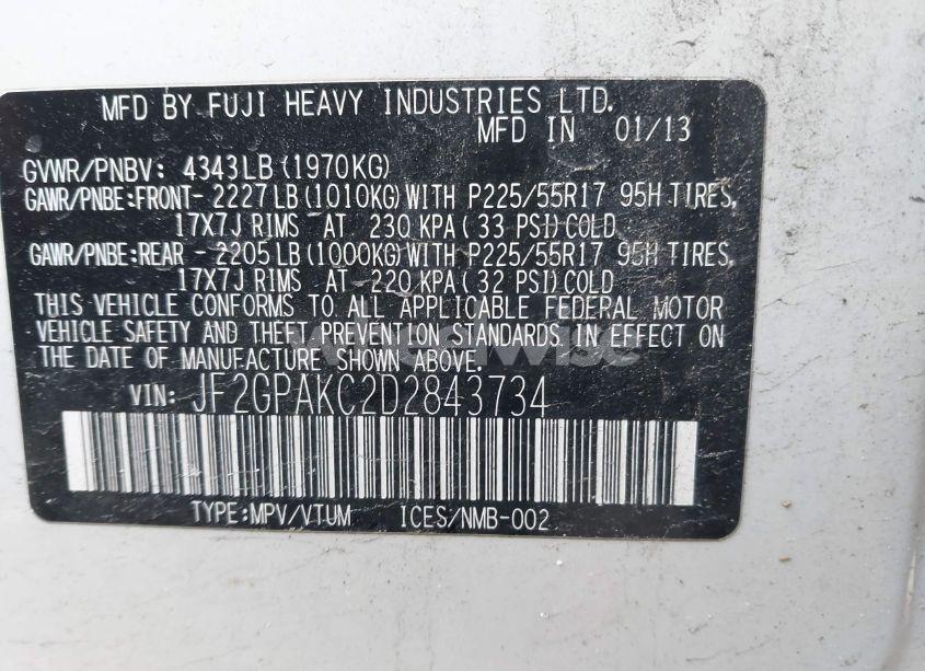 Photo 8 of 2013 Subaru Xv CROSSTREK 2.0I LIMITED (VIN JF2GPAKC2D2843734)