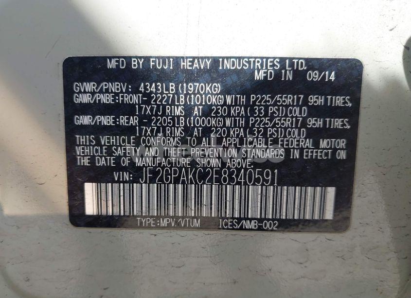 Photo 9 of 2014 Subaru Xv CROSSTREK 2.0I LIMITED (VIN JF2GPAKC2E8340591)