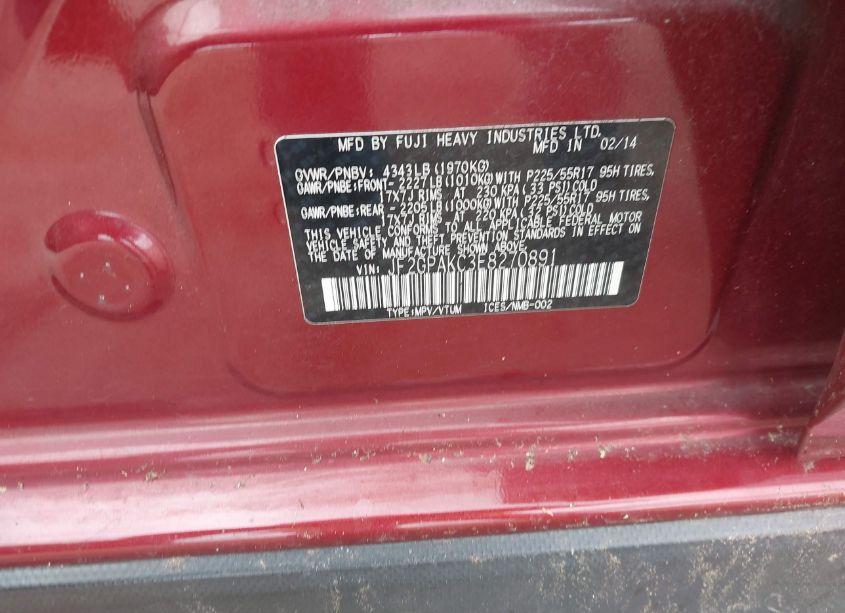 Photo 9 of 2014 Subaru Xv CROSSTREK 2.0I LIMITED (VIN JF2GPAKC3E8270891)