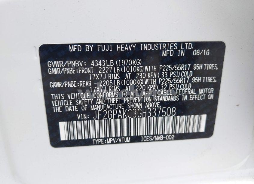 Photo 9 of 2016 Subaru Crosstrek 2.0I LIMITED (VIN JF2GPAKC3GH337508)