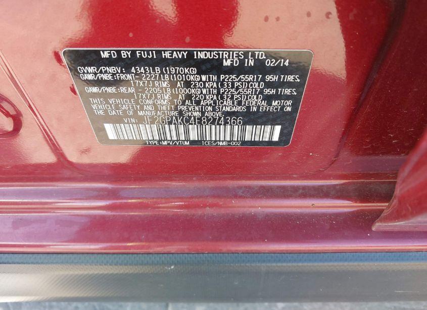 Photo 9 of 2014 Subaru Xv CROSSTREK 2.0I LIMITED (VIN JF2GPAKC4E8274366)