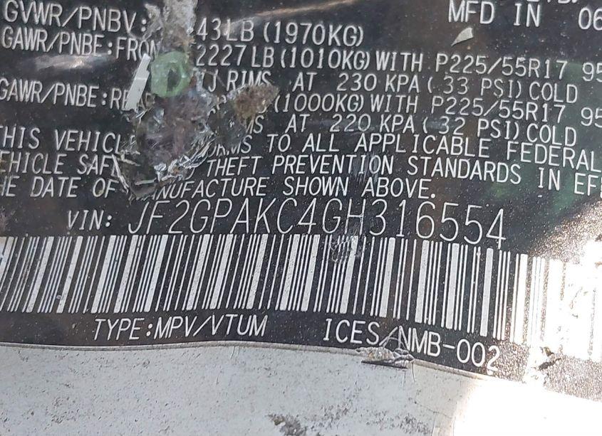 Photo 9 of 2016 Subaru Crosstrek 2.0I LIMITED (VIN JF2GPAKC4GH316554)