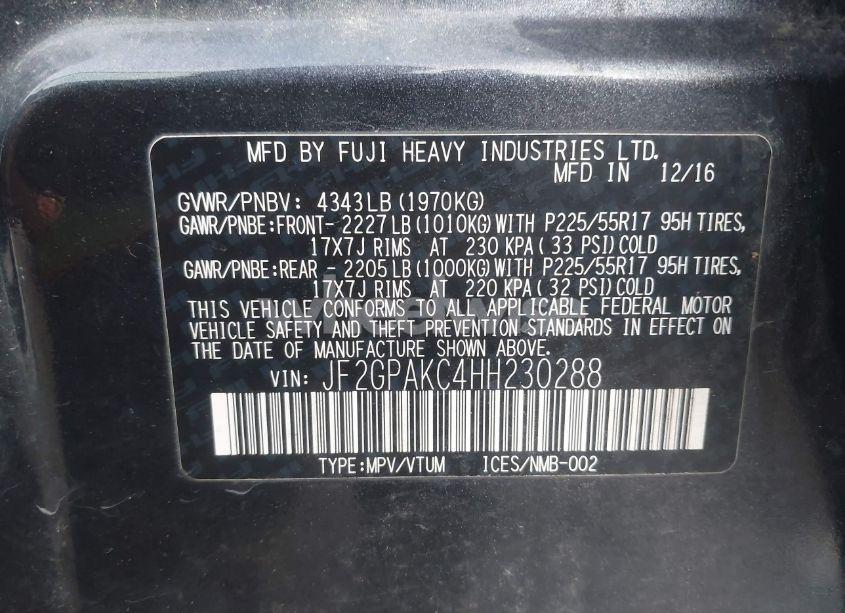 Photo 9 of 2017 Subaru Crosstrek 2.0I LIMITED (VIN JF2GPAKC4HH230288)