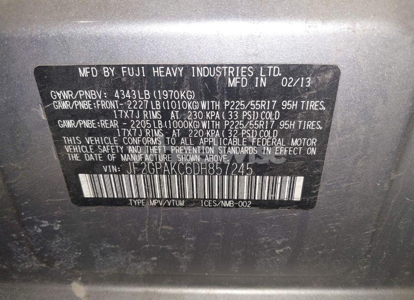 Photo 9 of 2013 Subaru Xv CROSSTREK 2.0I LIMITED (VIN JF2GPAKC6DH857245)