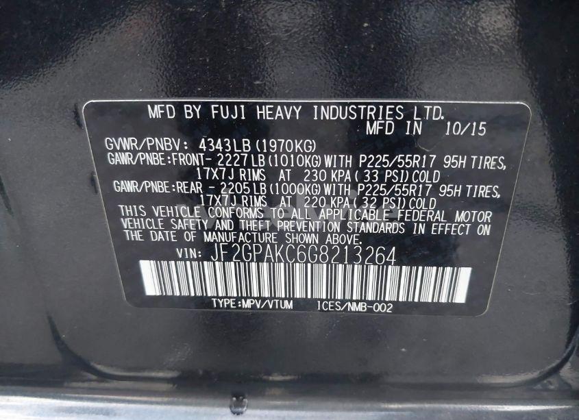 Photo 9 of 2016 Subaru Crosstrek 2.0I LIMITED (VIN JF2GPAKC6G8213264)