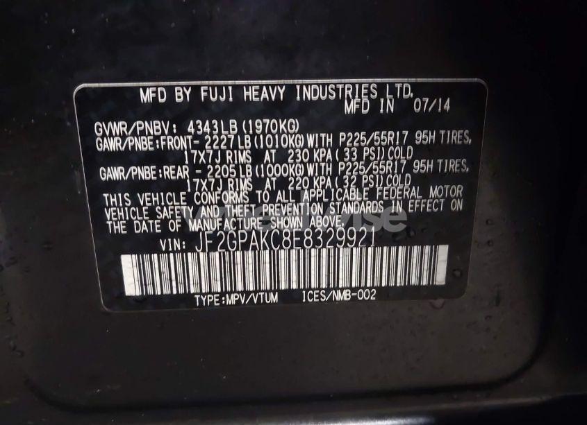 Photo 9 of 2014 Subaru Xv CROSSTREK 2.0I LIMITED (VIN JF2GPAKC8E8329921)