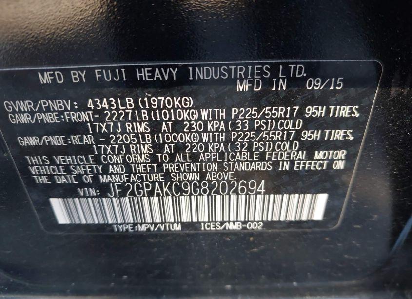 Photo 9 of 2016 Subaru Crosstrek 2.0I LIMITED (VIN JF2GPAKC9G8202694)