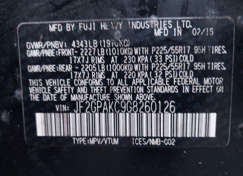 Photo 9 of 2016 Subaru Crosstrek 2.0I LIMITED (VIN JF2GPAKC9G8260126)