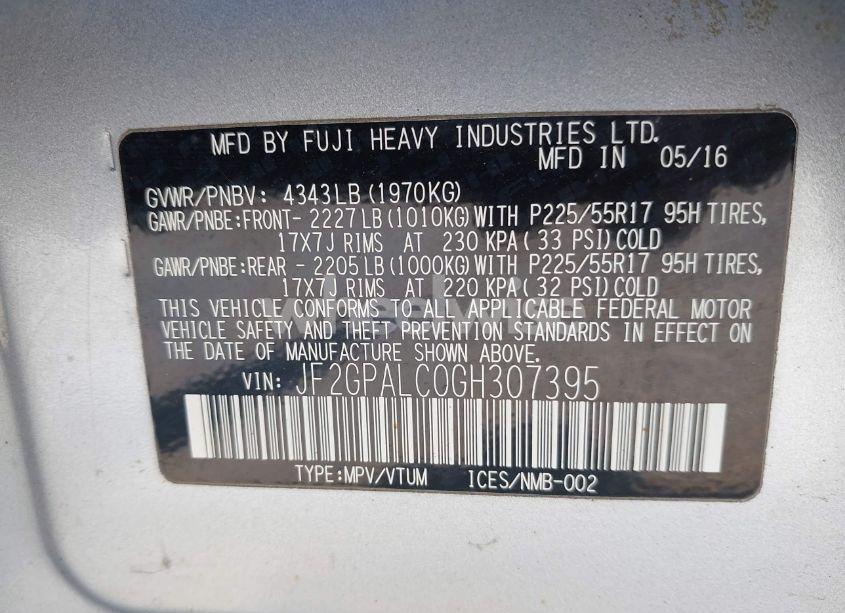 Photo 9 of 2016 Subaru Crosstrek 2.0I LIMITED (VIN JF2GPALC0GH307395)