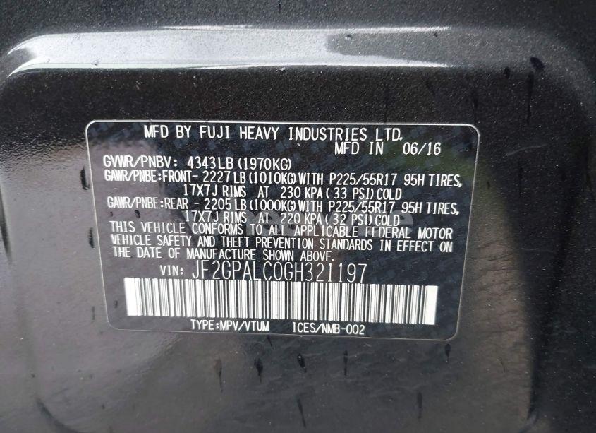 Photo 9 of 2016 Subaru Crosstrek 2.0I LIMITED (VIN JF2GPALC0GH321197)