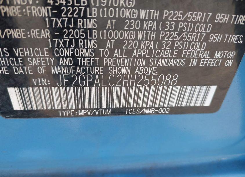 Photo 9 of 2017 Subaru Crosstrek 2.0I LIMITED (VIN JF2GPALC2HH255088)