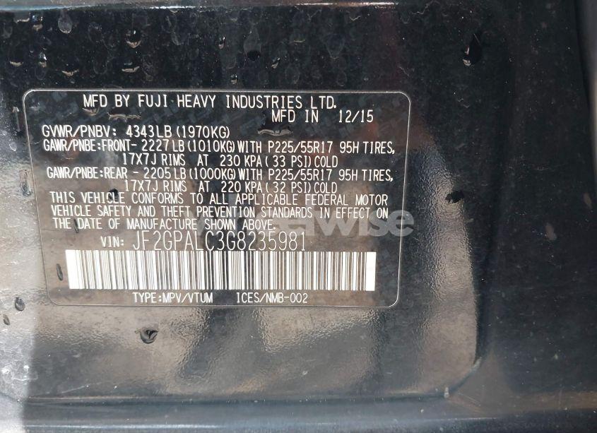 Photo 9 of 2016 Subaru Crosstrek 2.0I LIMITED (VIN JF2GPALC3G8235981)