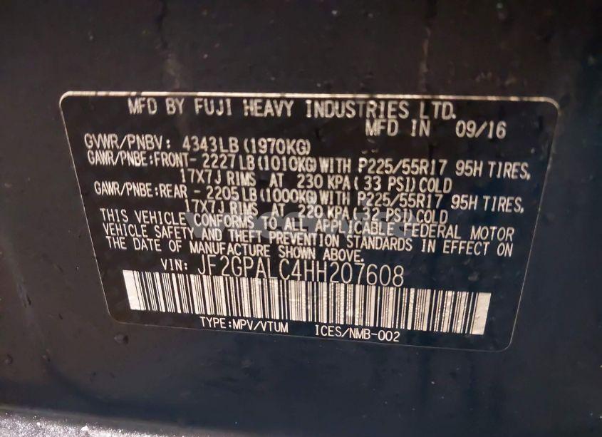 Photo 9 of 2017 Subaru Crosstrek 2.0I LIMITED (VIN JF2GPALC4HH207608)