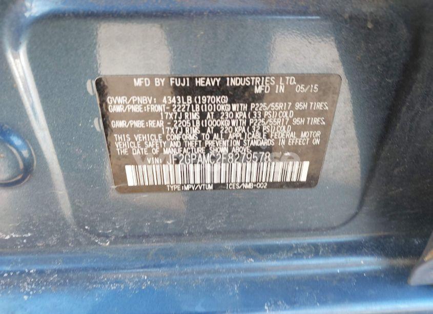 Photo 9 of 2015 Subaru Xv CROSSTREK 2.0I LIMITED (VIN JF2GPAMC2F8279578)