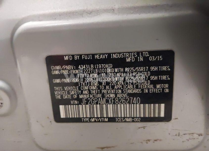 Photo 9 of 2015 Subaru Xv CROSSTREK 2.0I LIMITED (VIN JF2GPAMCXF8262740)