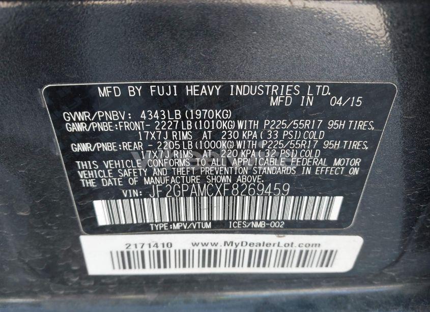 Photo 9 of 2015 Subaru Xv CROSSTREK 2.0I LIMITED (VIN JF2GPAMCXF8269459)