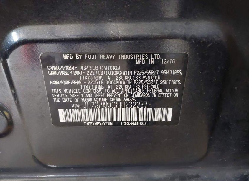 Photo 9 of 2017 Subaru Crosstrek 2.0I LIMITED (VIN JF2GPANC3HH232237)