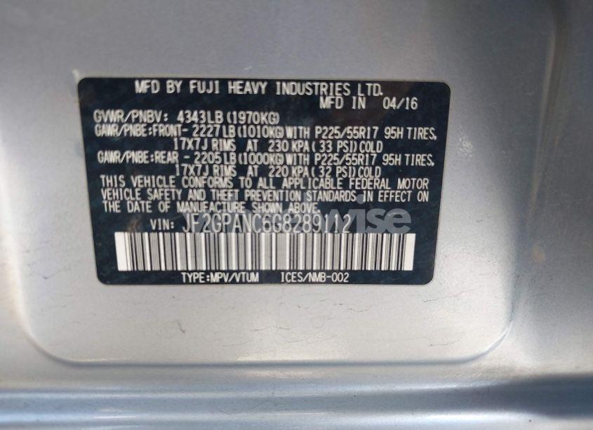 Photo 9 of 2016 Subaru Crosstrek 2.0I LIMITED (VIN JF2GPANC6G8289112)