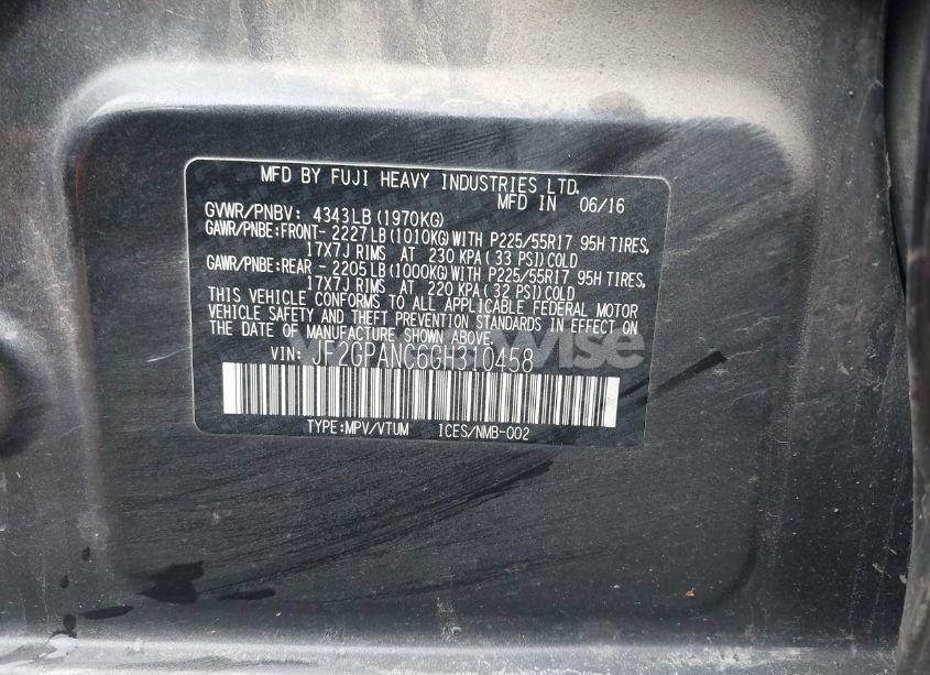 Photo 9 of 2016 Subaru Crosstrek 2.0I LIMITED (VIN JF2GPANC6GH310458)