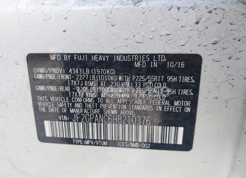 Photo 9 of 2017 Subaru Crosstrek 2.0I LIMITED (VIN JF2GPANC6H8210376)