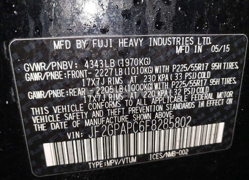 Photo 9 of 2015 Subaru Xv CROSSTREK 2.0I LIMITED (VIN JF2GPAPC6F8285802)