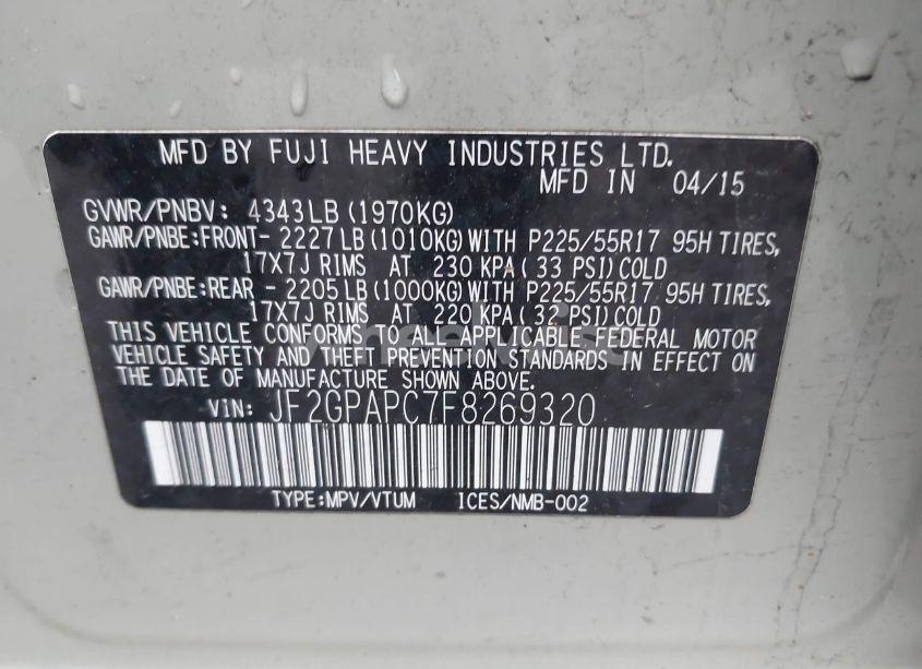 Photo 9 of 2015 Subaru Xv CROSSTREK 2.0I LIMITED (VIN JF2GPAPC7F8269320)