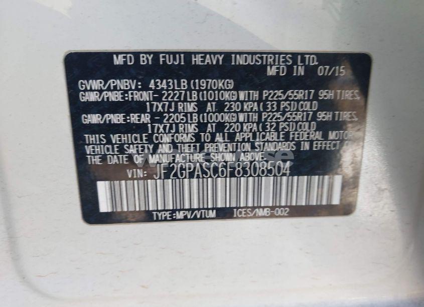 Photo 9 of 2015 Subaru Xv CROSSTREK 2.0I LIMITED (VIN JF2GPASC6F8308504)