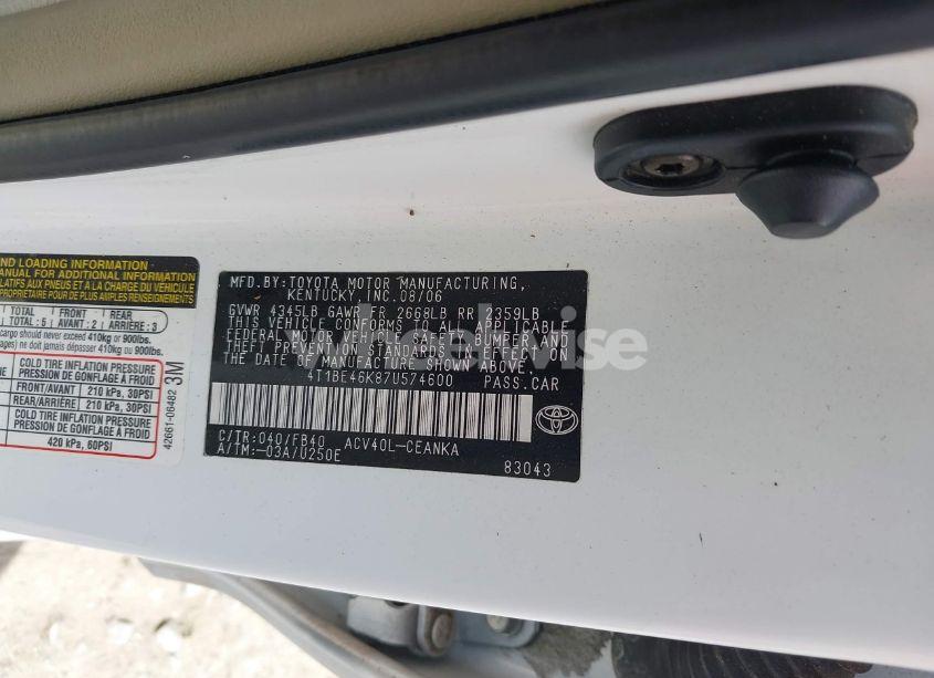 Photo 9 of 2007 Toyota Camry LE (VIN JF2GPASC8FH******)