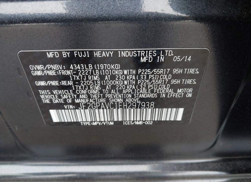 Photo 9 of 2014 Subaru Xv CROSSTREK 2.0I PREMIUM (VIN JF2GPAVC1EH297938)