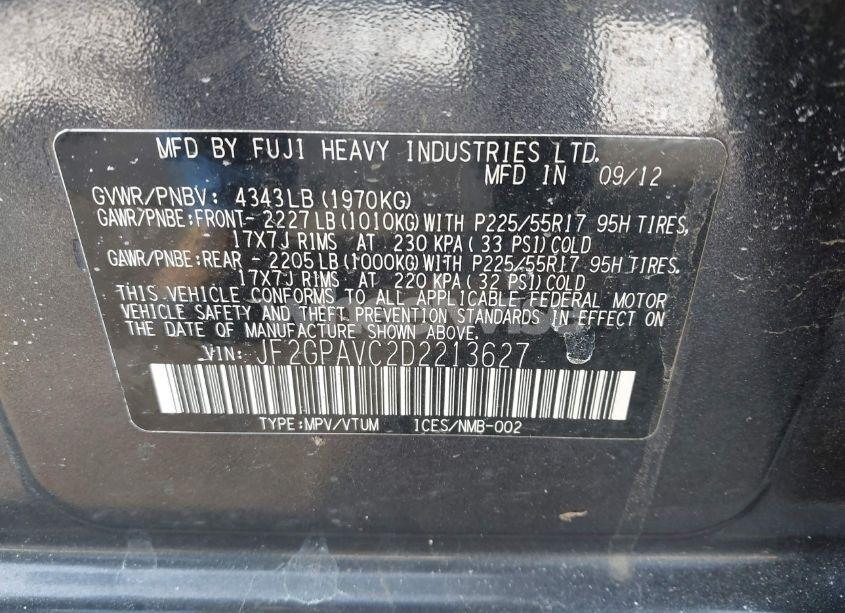 Photo 9 of 2013 Subaru Xv CROSSTREK 2.0I PREMIUM (VIN JF2GPAVC2D2213627)