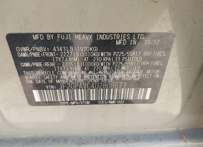 Photo 9 of 2013 Subaru Xv CROSSTREK 2.0I PREMIUM (VIN JF2GPAVC4D2808673)