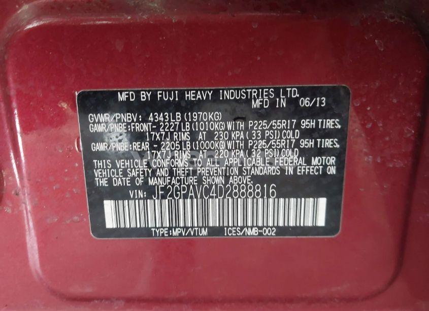 Photo 9 of 2013 Subaru Xv CROSSTREK 2.0I PREMIUM (VIN JF2GPAVC4D2888816)