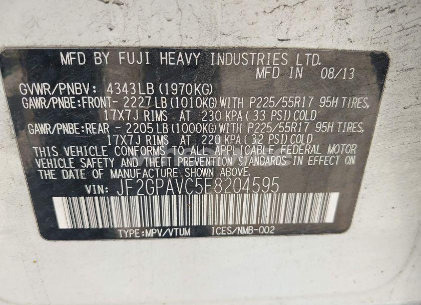 Photo 9 of 2014 Subaru Xv CROSSTREK 2.0I PREMIUM (VIN JF2GPAVC5E8204595)