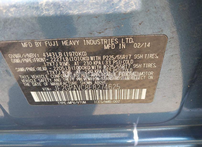 Photo 9 of 2014 Subaru Xv CROSSTREK 2.0I PREMIUM (VIN JF2GPAVC8E8274625)