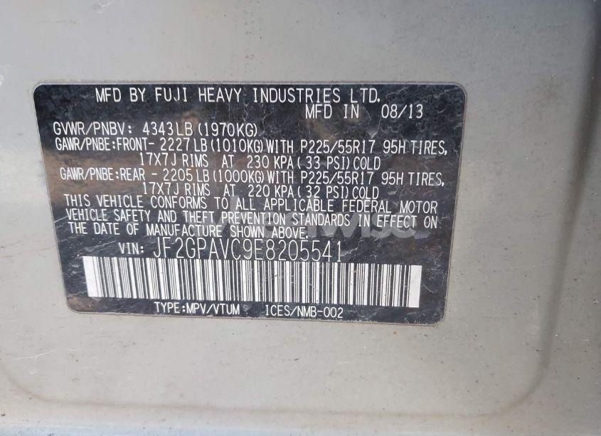 Photo 9 of 2014 Subaru Xv CROSSTREK 2.0I PREMIUM (VIN JF2GPAVC9E8205541)