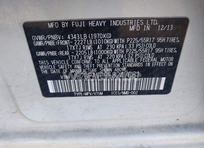 Photo 9 of 2014 Subaru Xv CROSSTREK 2.0I PREMIUM (VIN JF2GPAVC9E8247661)