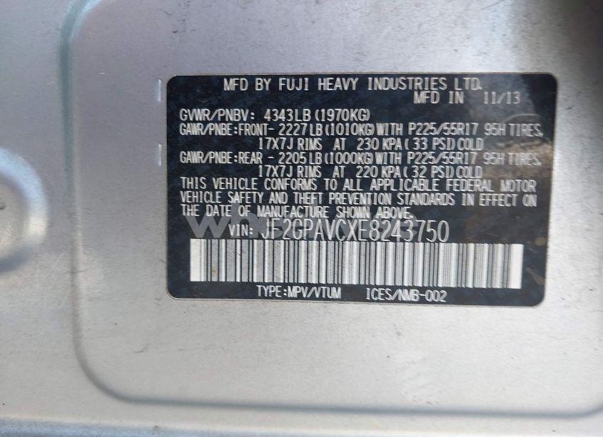 Photo 9 of 2014 Subaru Xv CROSSTREK 2.0I PREMIUM (VIN JF2GPAVCXE8243750)