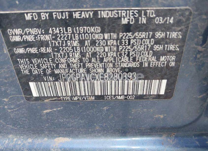 Photo 9 of 2014 Subaru Xv CROSSTREK 2.0I PREMIUM (VIN JF2GPAVCXE8280393)