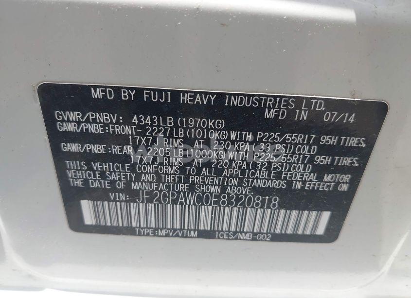 Photo 9 of 2014 Subaru Xv CROSSTREK 2.0I PREMIUM (VIN JF2GPAWC0E8320818)