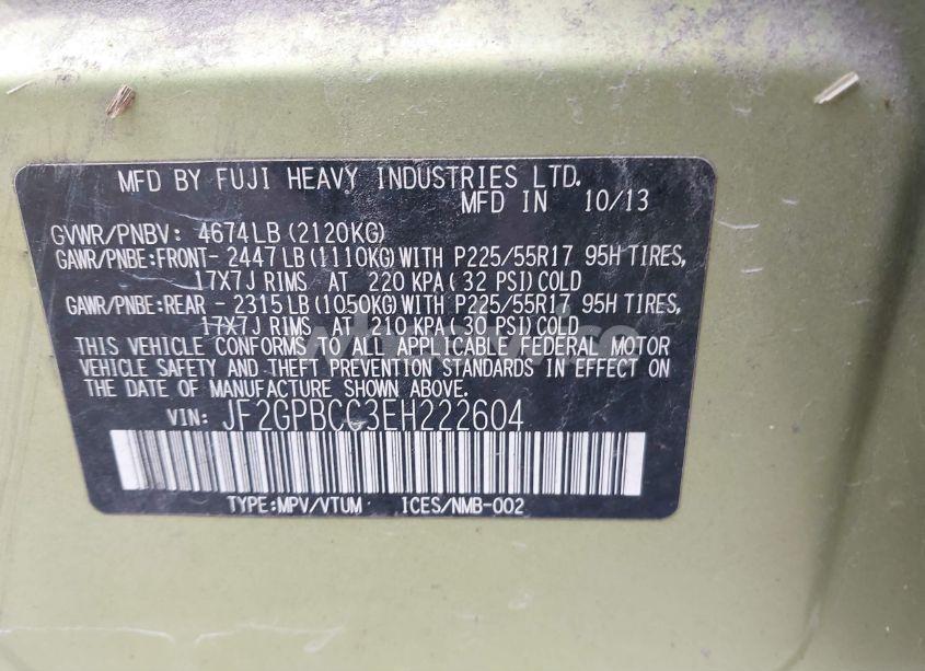 Photo 9 of 2014 Subaru Xv CROSSTREK HYBRID 2.0I (VIN JF2GPBCC3EH222604)