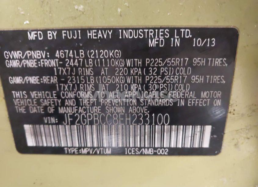 Photo 9 of 2014 Subaru Xv CROSSTREK HYBRID 2.0I (VIN JF2GPBCC8EH233100)